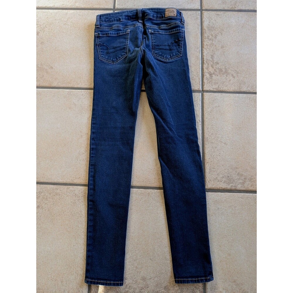 American Eagle Outfitters Jegging Size 0 Dark Denim Stretch Skinny Low Rise Y2K - Picture 6 of 6